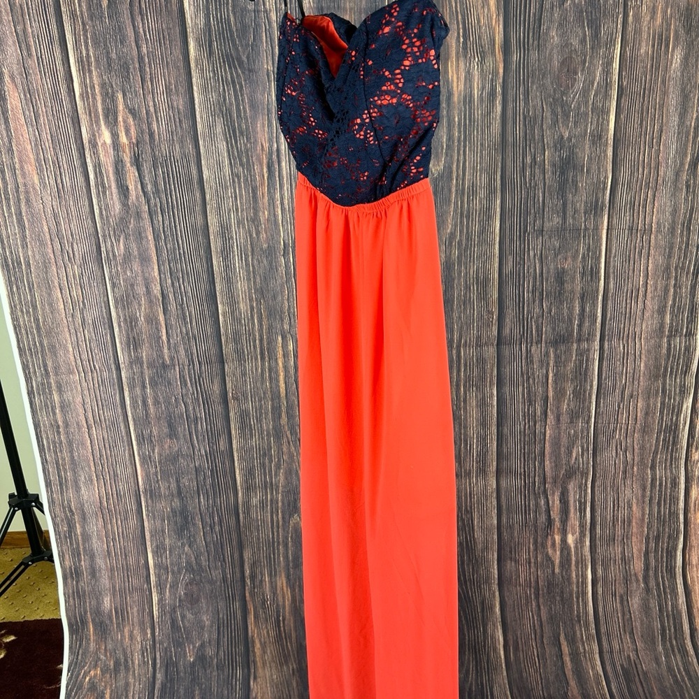Iris Los Angeles Red and Navy Lace Dress